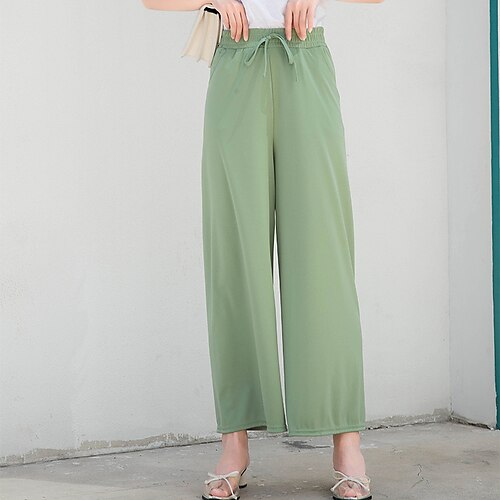 

Per donna A zampa Pantaloni cascante Lino Nero Bianco Verde chiaro Di tendenza Casual / quotidiano Tasche laterali Media elasticità Lunghezza intera Comfort Tinta unica S M L XL