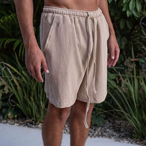 

Homens Calção Shorts de linho Shorts de verão Shorts de praia Com Cordão Cintura elástica Tecido Conforto Respirável Curto Ao ar livre Diário Streetwear Misto de Algodão e Linho à moda Casual Branco