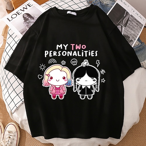 

Onsdag Addams Addams familie onsdag T-skjorte Animé Klassisk Gate stil T-Trøye Til Herre Dame Unisex Voksne Varmstempling 100% Polyester Fritid / hverdag