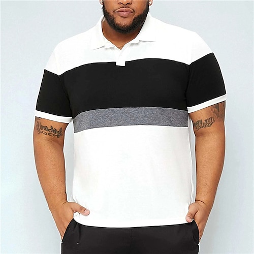 

Per uomo Plus Size POLO Grande e alto Color Block Collo ripiegabile Manica corta Primavera estate Sportivo Di tendenza Streetwear Originale Esterno Strada Top