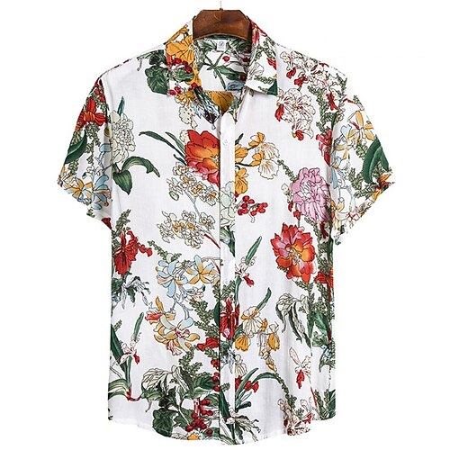 

Herre Skjorte Hawaii skjorte Button Up skjorte Sommer skjorte Casual skjorte Sort Hvid Beige Blå / Hvid Lyseblå Kortærmet Grafisk Tropiske blomster Aftæpning Daglig Ferierejse Trykt mønster Tøj