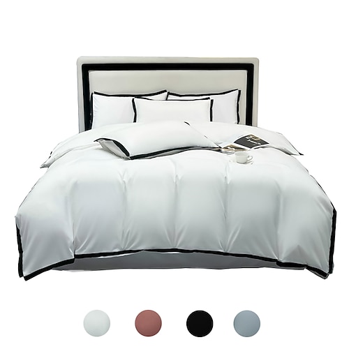 

Housse de couette bleu clair roi fil teint en coton lavé ensemble de literie couleur unie style décontracté housse de couette chambray luxe décontracté doux toucher naturel froissé facile d'entretien