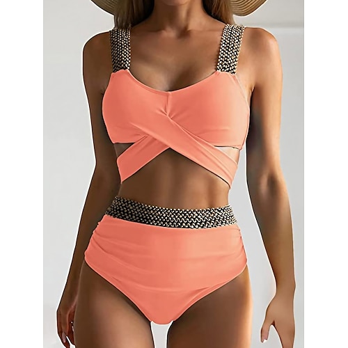 

Per donna Costumi da bagno Bikini Normale Costume da bagno 2 pezzi Tagliato A vita alta Liscio Nero Rosa Rosso Arancione Rosso rosa Costumi da bagno Sportivo Abbigliamento mare Estate