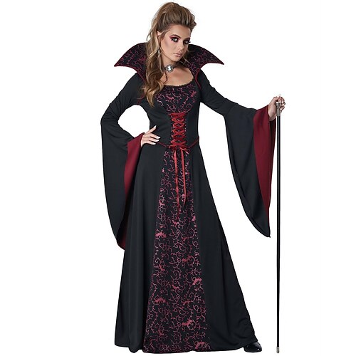 

Vampyrer Kjoler Cosplay kostyme Voksne Dame Kostymer i middelalderstil Halloween Halloween Halloween Festival / høytid Terylene Svart Dame Lett Karneval Kostumer Printer