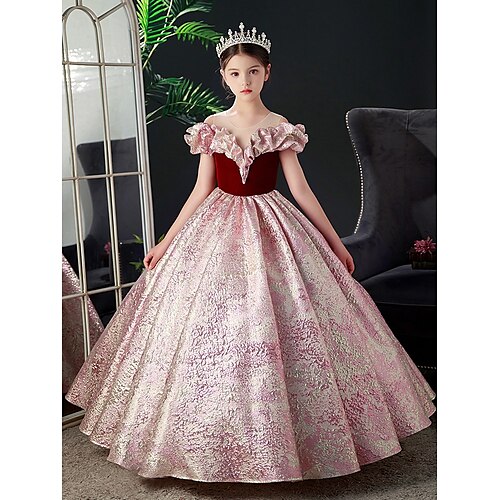 

Prinsesse Gulvlengde Blomsterpikekjole Bursdag Tornerose Jenter Søt ballkjole Polyester / bomullsblanding med Belte / bånd Elegant Passer 3-16 år
