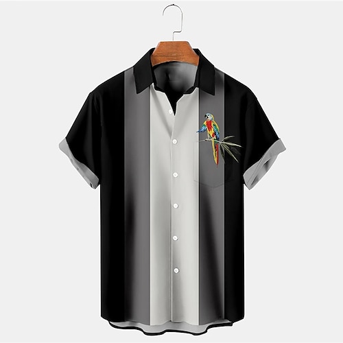 

Per uomo Camicia Camicia hawaiana A strisce Stampe astratte Pappagallo Collo ripiegabile Nero Esterno Strada Maniche corte Bottone giù Stampa Abbigliamento Tropicale Di tendenza Hawaiano Originale