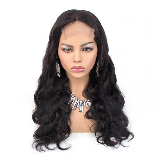 

capelli umani remy 4x4 lace front wig parte centrale capelli peruviani onda corporea parrucca nera 130% densità classico moda donna per donna corto lungo media lunghezza parrucca di capelli umani con