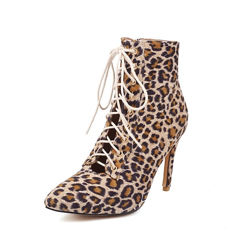 

Dame Støvler Snørestøvler Daglig Stilethæle Spidstå Sexet Kunstigt Ruskind Lynlås Leopard Leopard Sort