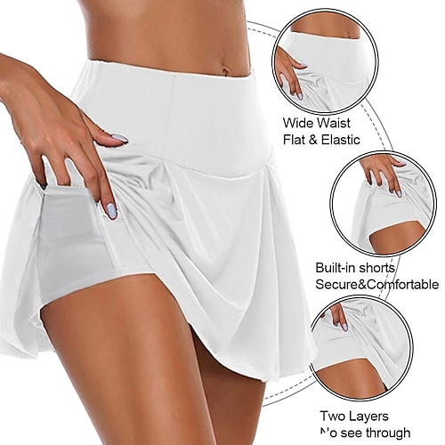 

Women's Tennis Skirts Golf Skirts Side Pocket 2 in 1 Moisture Wicking Yoga Fitness Tennis Skort 1# 2# 3# Spandex Sports Activewear High Elasticity