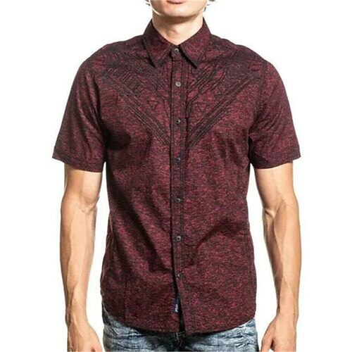 

Homens Camisa Social Estampas Abstratas Aberto para a Lateral Vinho Ao ar livre Rua Manga Curta Botão para baixo Imprimir Roupa Esportes Moda Roupa de rua Designer