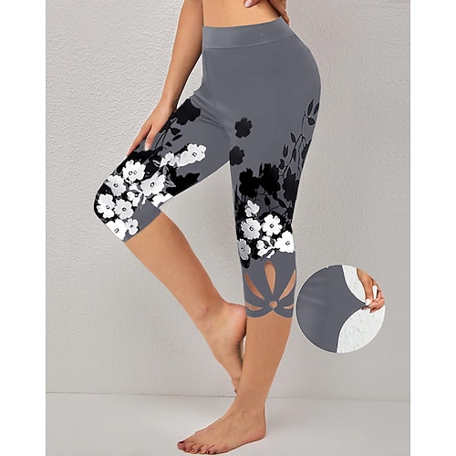 Women's Capri Leggings Cut Out Tummy Control Butt Lift High Waist Yoga  Fitness Gym Workout Capri Leggings Sunflower 1# 2# 3# Plus Size Sports  Activewear High Elasticity Skinny 2024 - $17.99