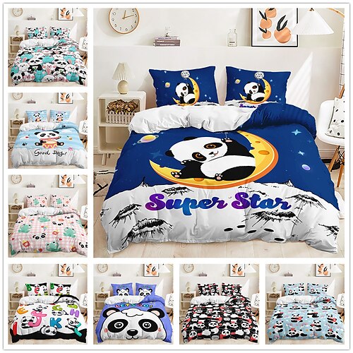 

Juego de funda nórdica de panda de dibujos animados en 3D Juegos de cama de edredón Funda de edredón Queen / King Size / Twin / Single (incluye 1 funda de edredón 1 o 2 fundas de almohada) colcha