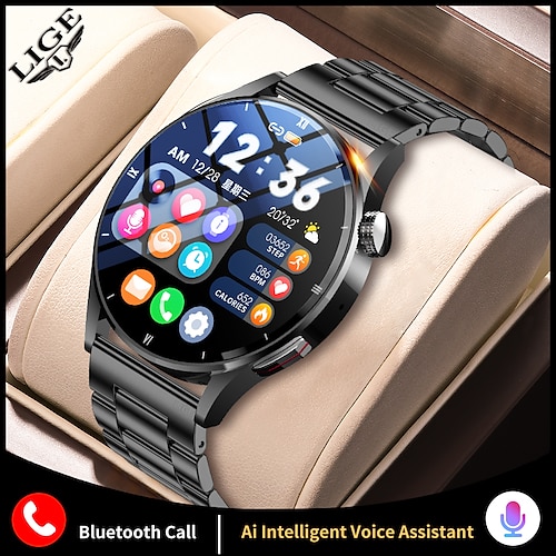 

LIGE BW0398 Montre intelligente 1.32 pouce Smartwatch Montre Connectée Bluetooth Podomètre Rappel d'Appel Moniteur de Sommeil Compatible avec Android iOS Hommes Mode Mains-Libres Contrôle des