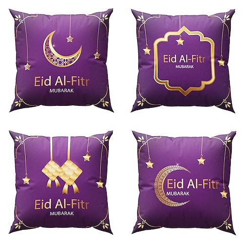 

ramadan double côté taie d'oreiller 4pc eid mubarak doux décoratif carré taie d'oreiller taie d'oreiller pour chambre salon canapé canapé chaise de qualité supérieure lavable en machine