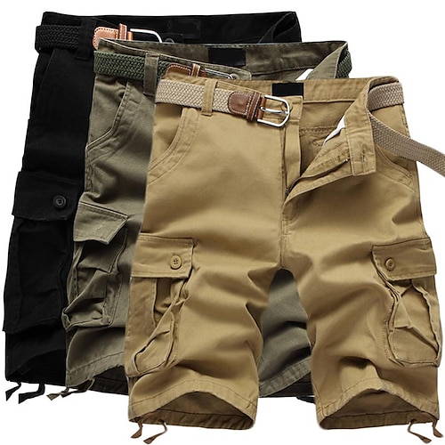 

Homme Short Cargo Short Shorts de Randonnée Multi poche Jambe droite 6 poches Couleur unie Vestimentaire Extérieur Longueur genou Extérieur Sport de détente Short Chino Vert militaire Noir Taille