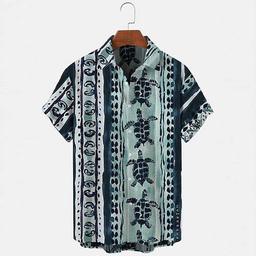 

Herren Hemd Hawaiihemd Sommerhemd Grafik-Drucke Vintage Schildkröte Umlegekragen Blau Strasse Casual Kurze Ärmel Button-Down Bedruckt Bekleidung Tropisch Sport Strassenmode Designer