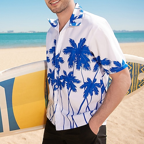 

Hombre Camisa camisa hawaiana Árbol de coco Estampados Cuello Vuelto Blanco Amarillo Azul Piscina Verde Trébol Calle Casual Mangas cortas Abotonar Estampado Ropa Tropical Deportes Ropa de calle Design