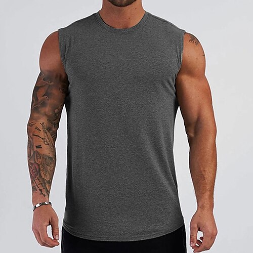 

Herre Singleter Vest topp Underskjorte عادي Crew-hals Sport Daglig Ermeløs Klær Stilfull Moderne Stil Muskel Trene
