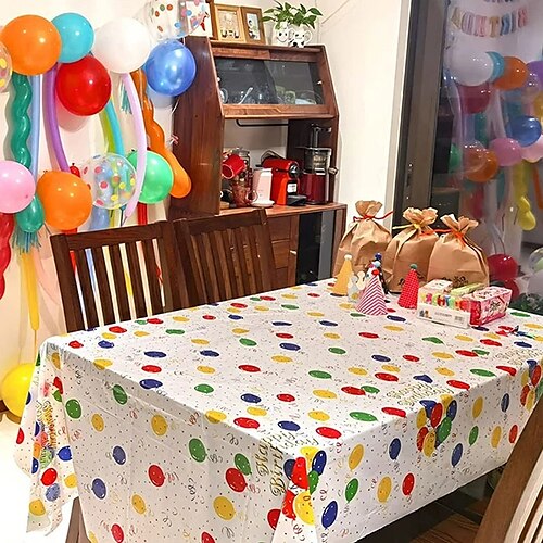 

6 pièces jetables ballon coloré flocon de neige pe nappe fête d'anniversaire mariage couverture de table de noël essuyer couverture bureau tissu décor 137274 cm