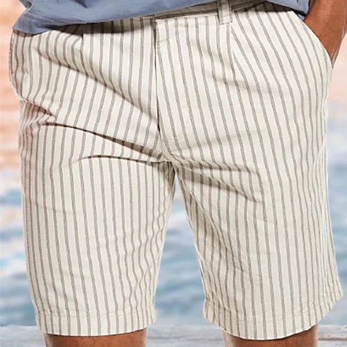 

Homme Short Short d'été Short de plage Imprimer marinière Respirable Doux Court Casual du quotidien Vacances Mode Vêtement de rue Beige Non Elastique