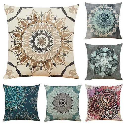 

mandala bohemisk dobbel side putetrekk 6 stk mykt dekorativt firkantet putetrekk putetrekk for soverom stue sofa sofa stol