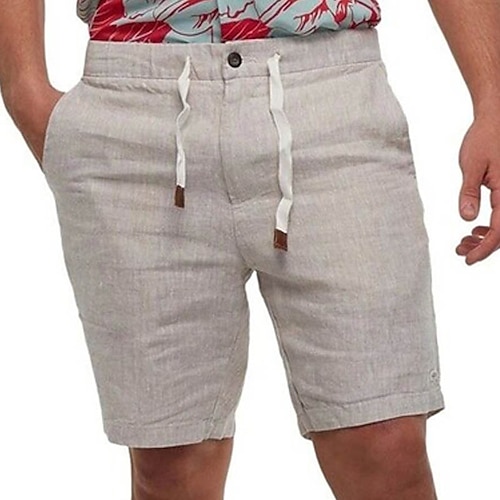 

Homens Calção Shorts de linho Shorts de verão Shorts de praia Com Cordão Perna reta Tecido Conforto Respirável Ao ar livre Diário Para Noite Misto de Algodão e Linho Moda Roupa de rua Azul Cinza Claro