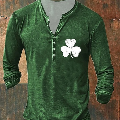 

Per uomo Camicia Henley Magliette Pop art Clover Henley Abbigliamento Stampa 3D Esterno Informale Manica lunga Bottone giù Stampa Di tendenza Originale Comodo