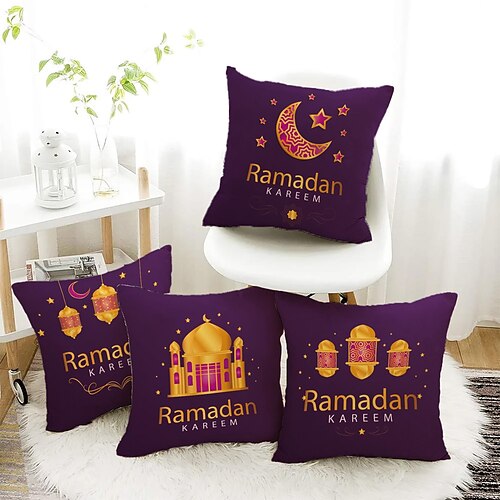 

ramadan doppelseitiger kissenbezug 4 stück eid mubarak weicher dekorativer quadratischer kissenbezug kissenbezug für schlafzimmer wohnzimmer sofa couch stuhl maschinenwaschbar