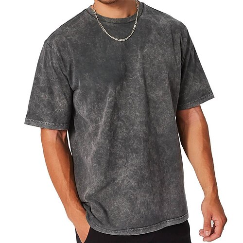 

Herre T-shirt 100% bomuldssyre-vaskeskjorte Oversized skjorte Tee Top Vanlig Rund hals udendørs Sport Kortærmet Tøj 100 % bomuld Gade Designer Afslappet Hverdag