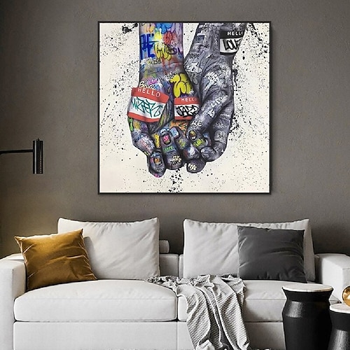 

Hecho a mano pintado a mano pintura al óleo arte de la pared graffiti abstracto lienzo arte de la pared decoración del hogar lienzo enrollado sin marco sin estirar