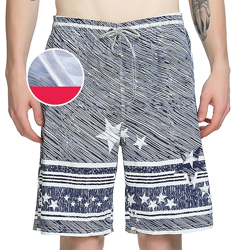 

Herre Surfeshorts Badeshorts Sommershorts Strandshorts Lomme Snorer Elastisk midje Grafisk Stjerne Hurtigtørkende utendørs Ferie Ut på byen Bohem Hawaiisk Blå