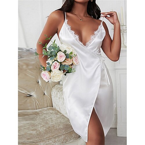 

Per donna Vestito tubino Abito sottoveste Abito al ginocchio Sensuale Schiena scoperta A cordoncino Tinta unita Con bretelline Feste Bianco 2023 Estate Primavera S M L XL