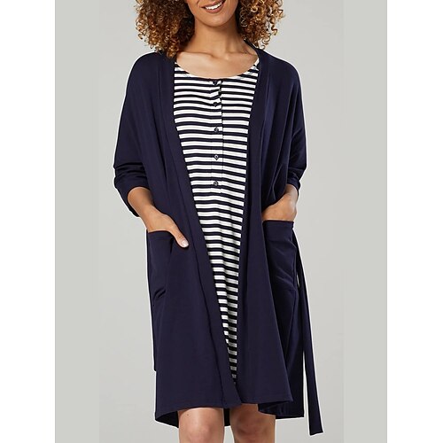 

Per donna Abito di maternità Abito casual Set di vestiti Abito a T shirt Banda Vestito longuette Manica corta Pulsante Tasche Girocollo Di tendenza Esterno Blu scuro Estate Primavera S M L XL XXL