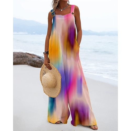 

Damen Spielanzug Bedruckt Farbverlauf Schulterfrei Brautkleider schlicht Urlaub Ausgehen Wochenende Regular Fit Gurt Schwarz Gelb S M L XL Sommer