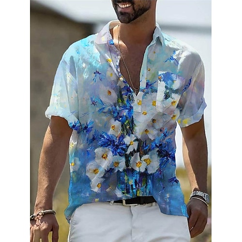 

Homens Camisa Social Camisa havaiana Floral Estampas Abstratas Aberto para a Lateral Branco Preto / Verde Amarelo Preto / Marron Verde Tropa Casual Feriado Manga Curta Botão para baixo Imprimir Roupa