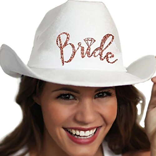 

berretto Tessuto Cappello da cowboy da sposa Matrimonio San Valentino Di tendenza Semplice Con Colore Puro Copricapo Copricapo