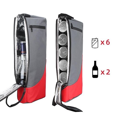 

herramientas de cocina golf portátil refrigerado coque cerveza bolsa de hielo aislamiento bolsa de vino tinto bolsa de picnic para acampar al aire libre picnic barbacoa gris-negro gris / rojo