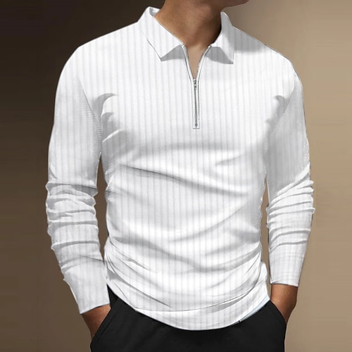 

Herre POLO Trøje Golftrøje Zip Polo Stribet Grafiske tryk Aftæpning Sort Hvid Vin militærgrøn Rød udendørs Gade Langærmet Lynlås Trykt mønster Tøj Mode Gade Designer Blødt