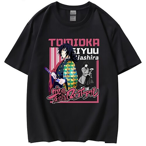 

Tueur de démons: Kimetsu no Yaiba Tomioka Giyuu Manches Ajustées Imprime Classique Style de rue Tee-shirt Pour Homme Femme Unisexe Adulte Estampage à chaud 100 % Polyester Casual Quotidien