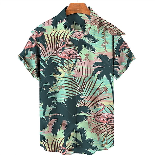 

Herren Hemd Hawaiihemd Sommerhemd Kokosnussbaum Grafik-Drucke Umlegekragen Grün Täglich Festtage Kurze Ärmel Button-Down Bedruckt Bekleidung Tropisch Modisch Strassenmode Hawaiianisch