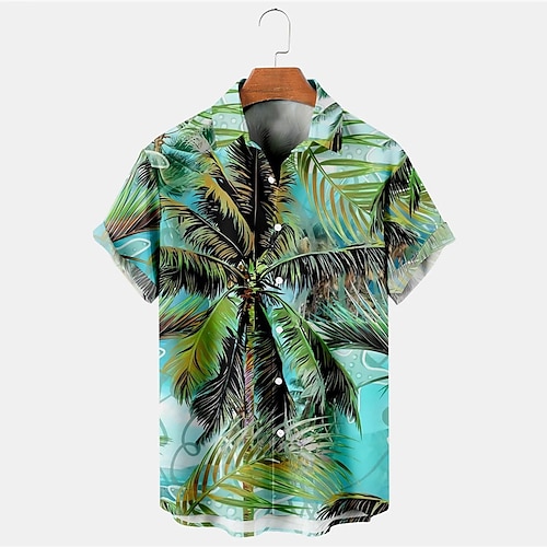 

Homme Chemise Cocotier Imprimés Photos Col rabattu Vert Plein Air Casual Manches courtes Bouton bas Imprimer Vêtement Tenue Sportif Mode Vêtement de rue Design