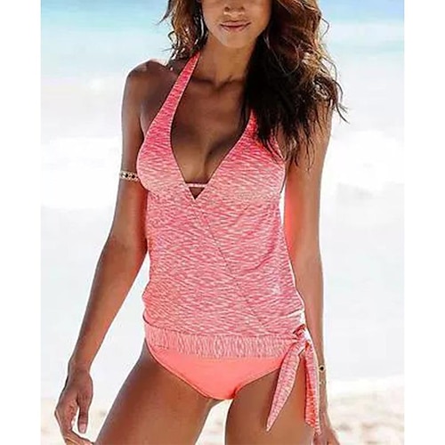 

Damen Badeanzug Tankini 2 Stück Normal Bademode 2 Teile Print Graphic Rosa Tank Top Badeanzüge Sport Sommer