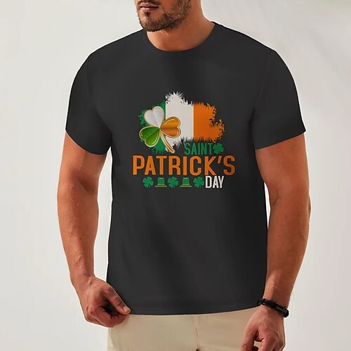 

Herre T-shirt Grafiske T-shirts Grafiske tryk Clover Rund hals Varm Stempling Gade Ferierejse Kort Ærme Trykt mønster Tøj Designer Moderne Moderne St. Patrick'S Dag