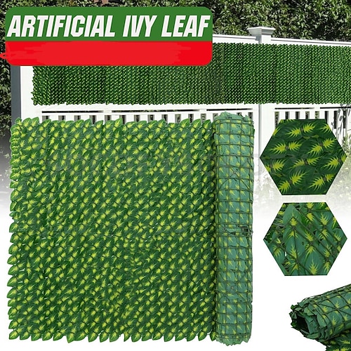 

Artificial Ivy Leaf Hedge Roll,Artificial Hedges Fence,Faux Ivy Vine Leaf Decoration,Instant Green Plastic Garden Privacy Screening Fence, UV Fade Protected