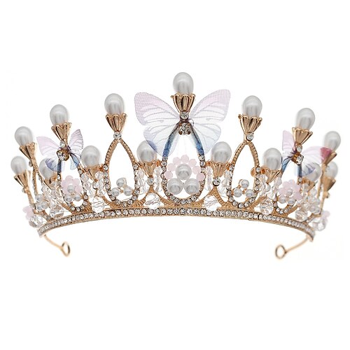 

Crown Tiaras Hovedsmykke Legering Bryllup Enkel Brude Med Imiterede Perler Medaljon Hovedbeklædning