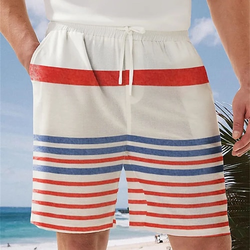 

Homme Short Short d'été Short de plage Shorts bouffants Cordon Taille elastique Impression 3D Graphic marinière Respirable Doux Court Casual du quotidien Vacances Vêtement de rue Hawaïen Blanche