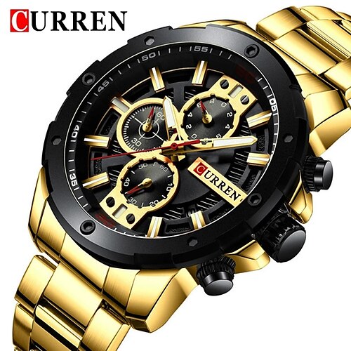 

CURREN Hombre Reloj de Pulsera Relojes de cuarzo Calendario Impermeable Falso tres ojos seis agujas Noctilucente Aleación Reloj