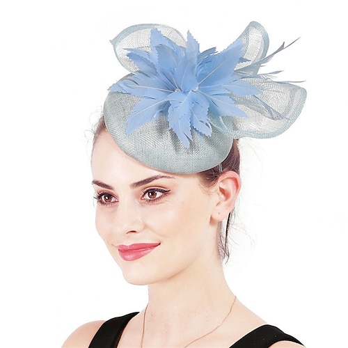 

fascinators sinamay Matrimonio Tè Kentucky Derby Corsa di cavalli Festa delle donne Vintage Di tendenza Fatto a Mano Con Piume Copricapo Copricapo