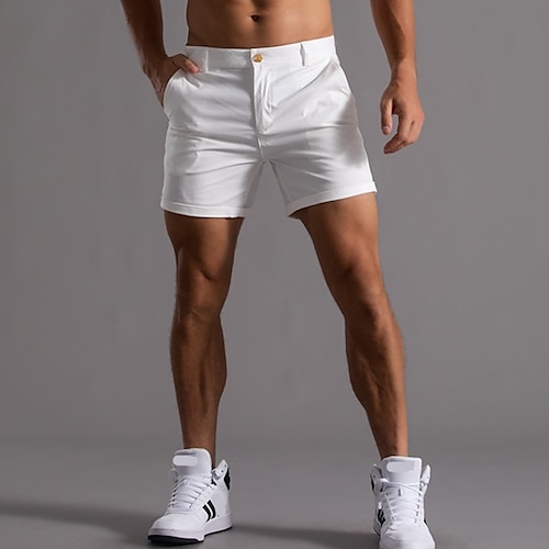 

Men's Shorts Chino Shorts Bermuda shorts Work Shorts Pocket Plain Comfort Breathable Short Daily 100% Cotton Stylish Casual Black White Micro-elastic