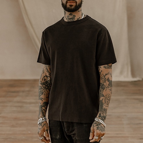 

Herre T skjorte Kul skjorte Oversized skjorte T-skjorte عادي Crew-hals utendørs Sport Kortermet Klær 100 % bomull Gatemote Designer Fritid hverdag